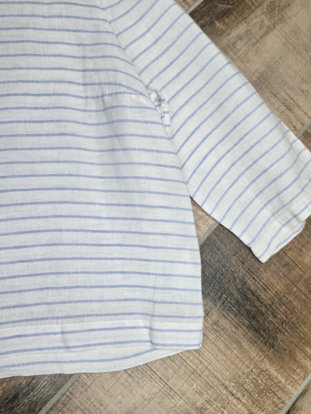 Martha Stewart Collection 100% Linen Top Boxy Crop Blouse White Stripes size XL - Picture 8 of 14